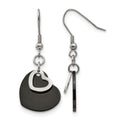 Chisel Stainless Steel Polished Black IP-plated Heart Dangle Earrings, 17.5 mm