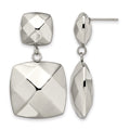 Stainless Steel Polished Hollow Squares Post Dangle Earrings, 43 x 22 mm