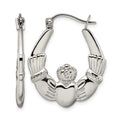 Chisel Stainless Steel Polished Claddagh Hoop Earrings, 26 mm