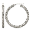 Chisel Stainless Steel Polished and Textured Hollow Hoop Earrings, 40 mm