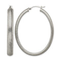 Chisel Stainless Steel Polished and Textured Oval Hoop Earrings, 39 mm
