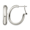 Chisel Stainless Steel Polished Omega Back Hoop Earrings, 29.4 x 24 mm