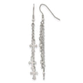 Chisel Stainless Steel Polished Multi Strand Cross Dangle Shepherd Hook Earrings