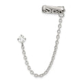 Stainless Steel Antiqued and Polished CZ Cuff Earring (Sold Single), 3 x 4.7 mm