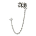 Stainless Steel Antiqued and Polished CZ Cuff Earring (Sold Single), 3 x 8.05 mm