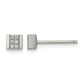 Chisel Stainless Steel Brushed with CZ Square Post Earrings, 5 mm