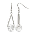 Chisel Stainless Steel Polished Glass Dangle Shepherd Hook Earrings, 13.5 mm
