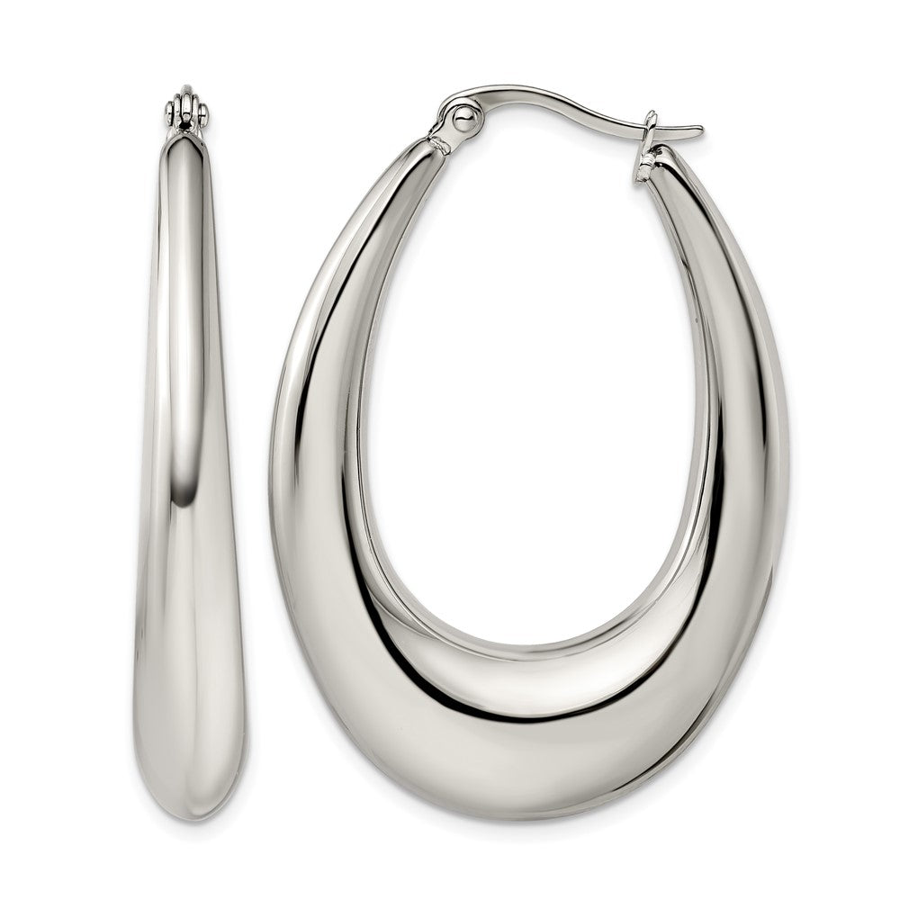 Chisel Stainless Steel Polished Teardrop Hoop Earrings, 34 mm