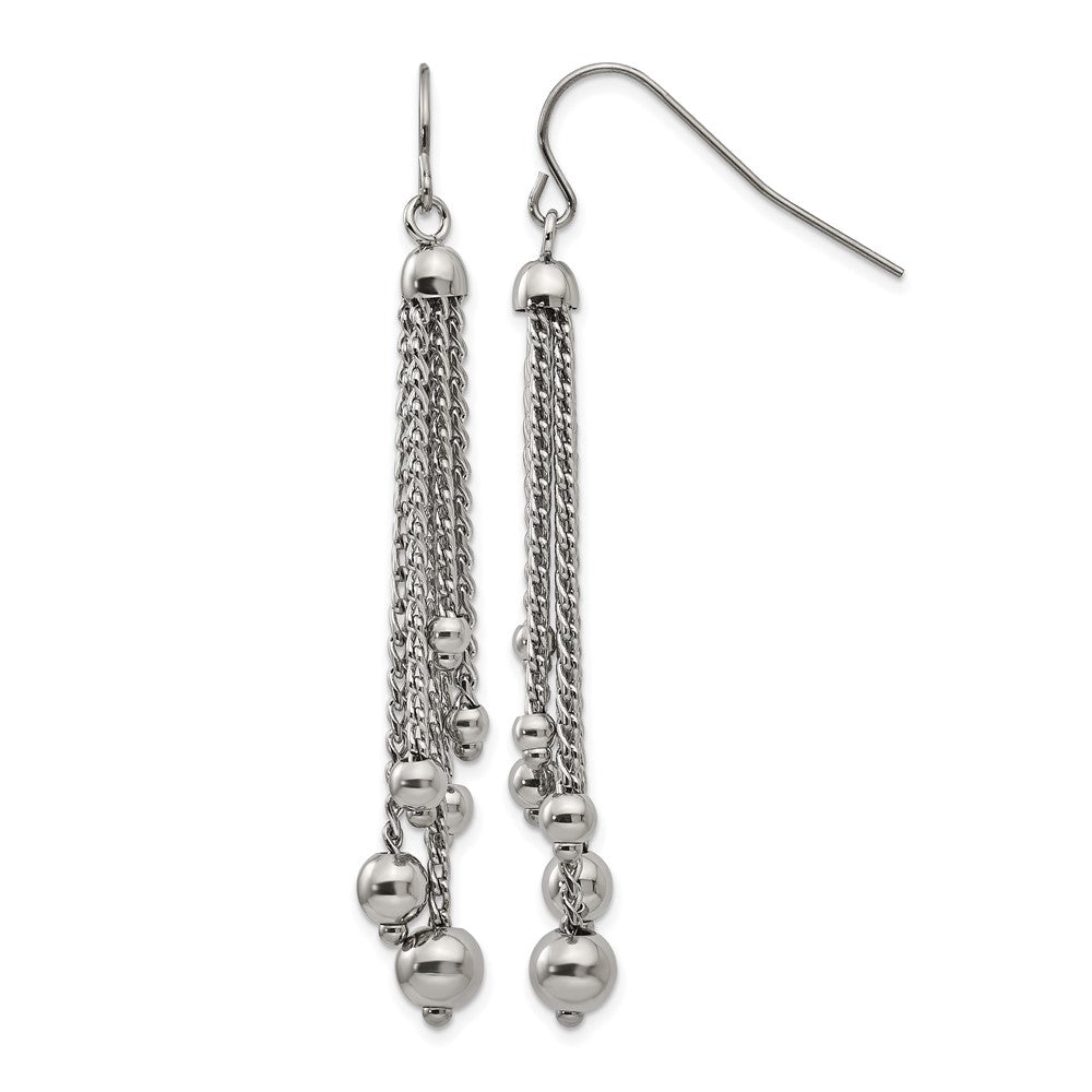 Stainless Steel Polished Dangle Shepherd Hook Earrings, 7.96 g