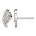 Chisel Stainless Steel Polished and Textured Wing Post Earrings, 6.5 mm