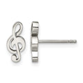 Chisel Stainless Steel Polished Treble Clef Post Earrings, 5 mm