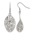 Chisel Stainless Steel Polished Flower Dangle Shepherd Hook Earrings