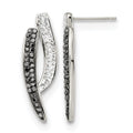Stainless Steel Polished Post Black and Clear Crystal Earrings