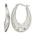 Chisel Stainless Steel Polished and Textured Half Circle Design Hoop Earrings, 22.5 mm