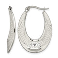 Chisel Stainless Steel Polished and Textured Swirl Hoop Earrings, 22.5 mm