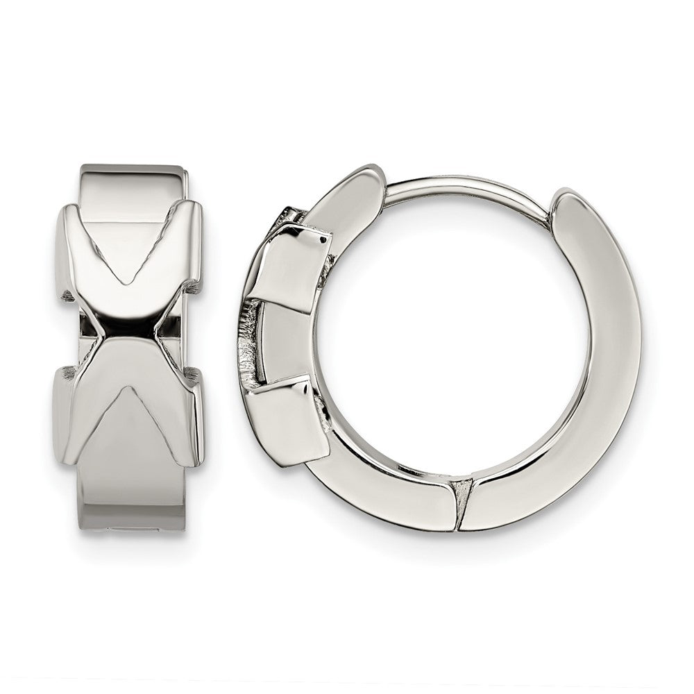 Chisel Stainless Steel Polished X Hinged Hoop Earrings, 18 mm