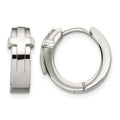 Chisel Stainless Steel Polished Cross Hinged Hoop Earrings, 16.5 mm
