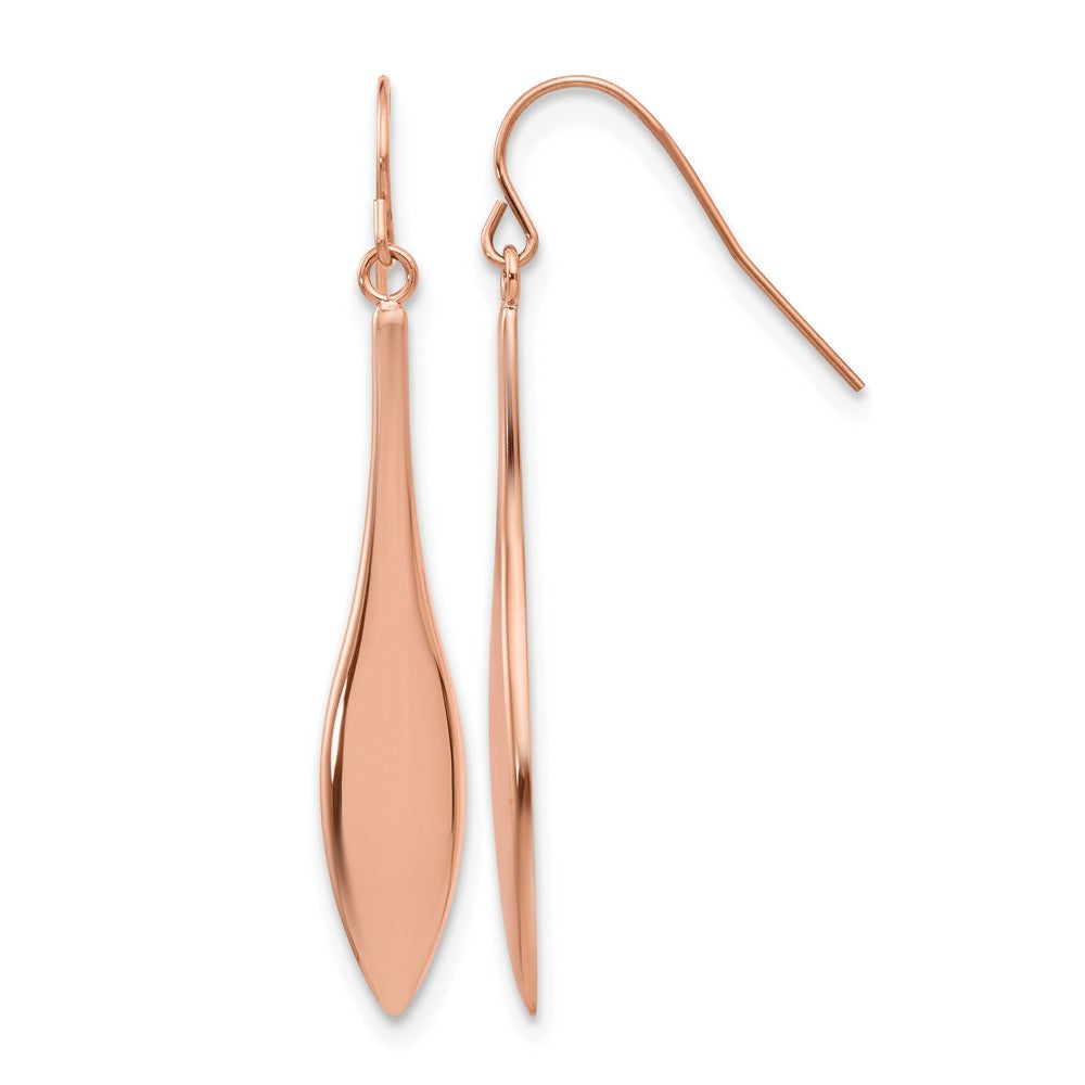 Chisel Stainless Steel Polished Rose IP-plated Dangle Shepherd Hook Earrings, 8.5 mm