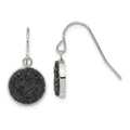 Chisel Stainless Steel Polished Black Crystal Circle Dangle Earrings, 24.85 x 11.6 mm