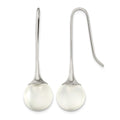Chisel Stainless Steel Polished with Glass Ball Shepherd Hook Earrings, 12 mm