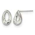 Chisel Stainless Steel Polished with Crystal Teardrop Post Earrings, 8.5 mm
