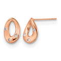 Chisel Stainless Steel Polished Rose IP-plated with Crystal Teardrop Post Earrings, 8.5 mm