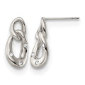 Chisel Stainless Steel Polished with Crystal Two Loop Post Earrings, 8 mm