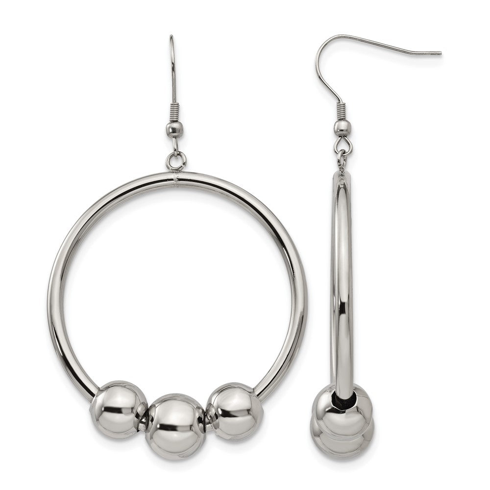 Stainless Steel Polished Dangle Shepherd Hook Earrings, 11.44 g
