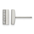 Chisel Stainless Steel Brushed with CZ Bar Post Earrings, 5 mm