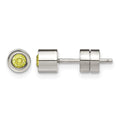 Chisel Stainless Steel Polished Green CZ August Birthstone Post Earrings, 5.5 x 5.5 mm