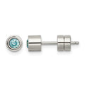 Chisel Stainless Steel Polished Blue CZ December Birthstone Post Earrings, 5.5 x 5.5 mm