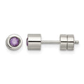 Chisel Stainless Steel Polished Purple CZ February Birthstone Post Earrings, 5.5 x 5.5 mm