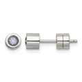 Chisel Stainless Steel Polished Pink CZ June Birthstone Post Earrings, 5.5 x 5.5 mm