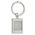 Chisel Stainless Steel Brushed and Polished Grey Carbon Fiber Inlay Key Ring
