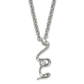 Stainless Steel Polished CZ Snake Necklace, 18 mm