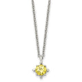 Stainless Steel Polished Yellow CZ 18in Necklace, 18 mm