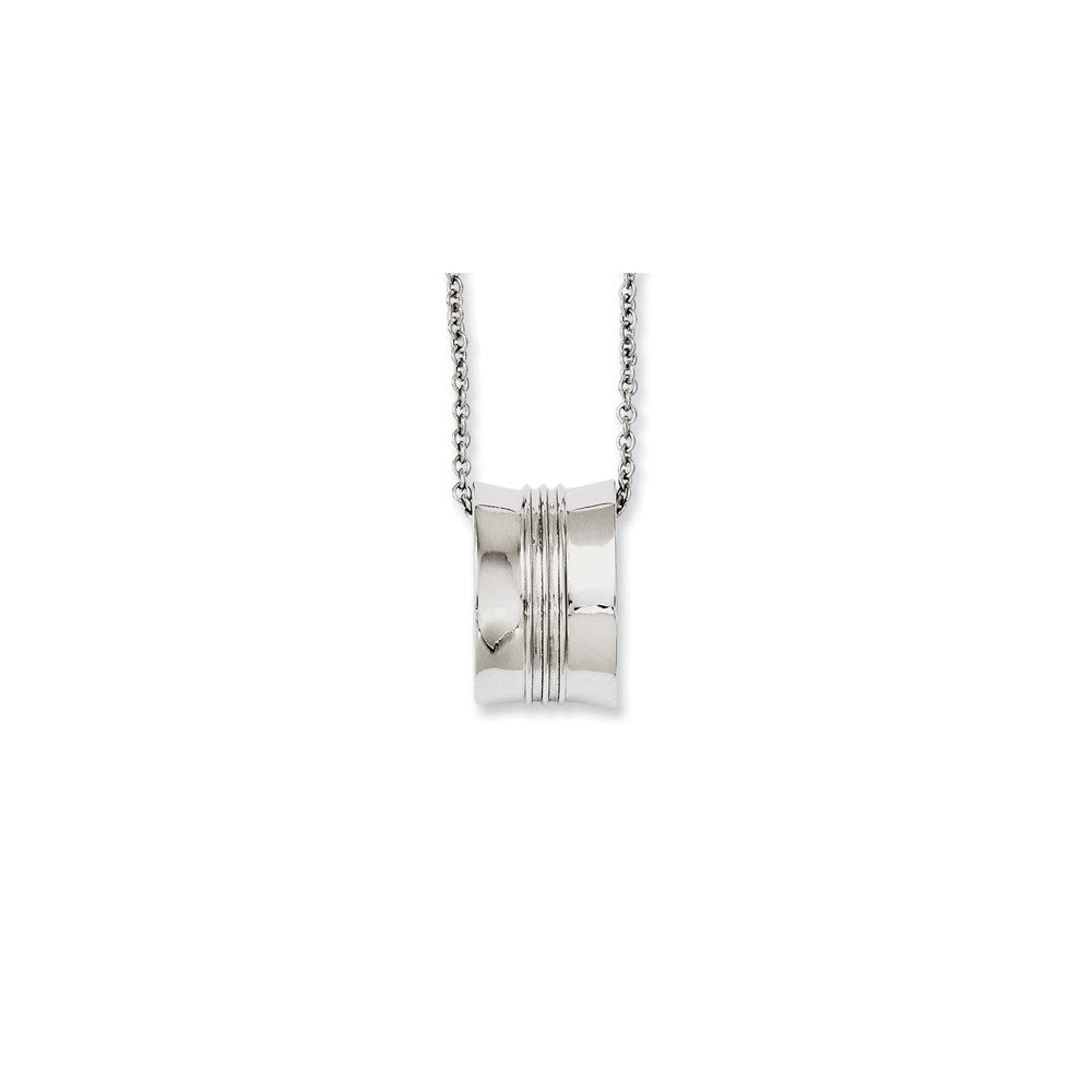 Stainless Steel Polished Geometrical Pendant 18in Necklace, 18 mm