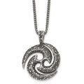 Chisel Stainless Steel Antiqued and Textured Spiral Pendant on a 22 inch Curb Chain Necklace, 22 x 31 mm