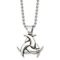 Chisel Stainless Steel Antiqued and Polished Celtic Knot Pendant on a 22 inch Ball Chain Necklace, 22 x 32 mm