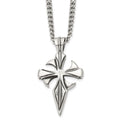 Chisel Stainless Steel Antiqued and Polished Dagger Cross Pendant on a 22 inch Curb Chain Necklace, 22 x 30 mm