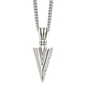 Chisel Stainless Steel Antiqued and Polished Dagger Pendant on a 22 inch Curb Chain Necklace, 22 x 20 mm