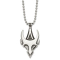 Stainless Steel Antiqued and Polished Skull 22in Necklace, 22 mm, 17.12 g