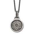 Stainless Steel Antiqued and Polished Star of David 22in Necklace, 22 mm