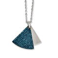 Stainless Steel 20 inch Blue Crystal & Brushed Triangle Necklace, 20 mm