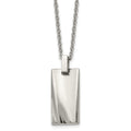 Stainless Steel 22in Polished Concave Rectangle Necklace, 22 mm