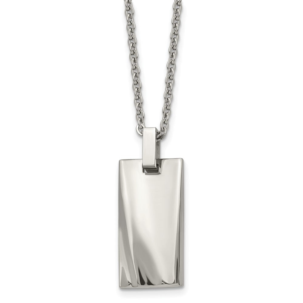 Stainless Steel 22in Polished Concave Rectangle Necklace, 22 mm