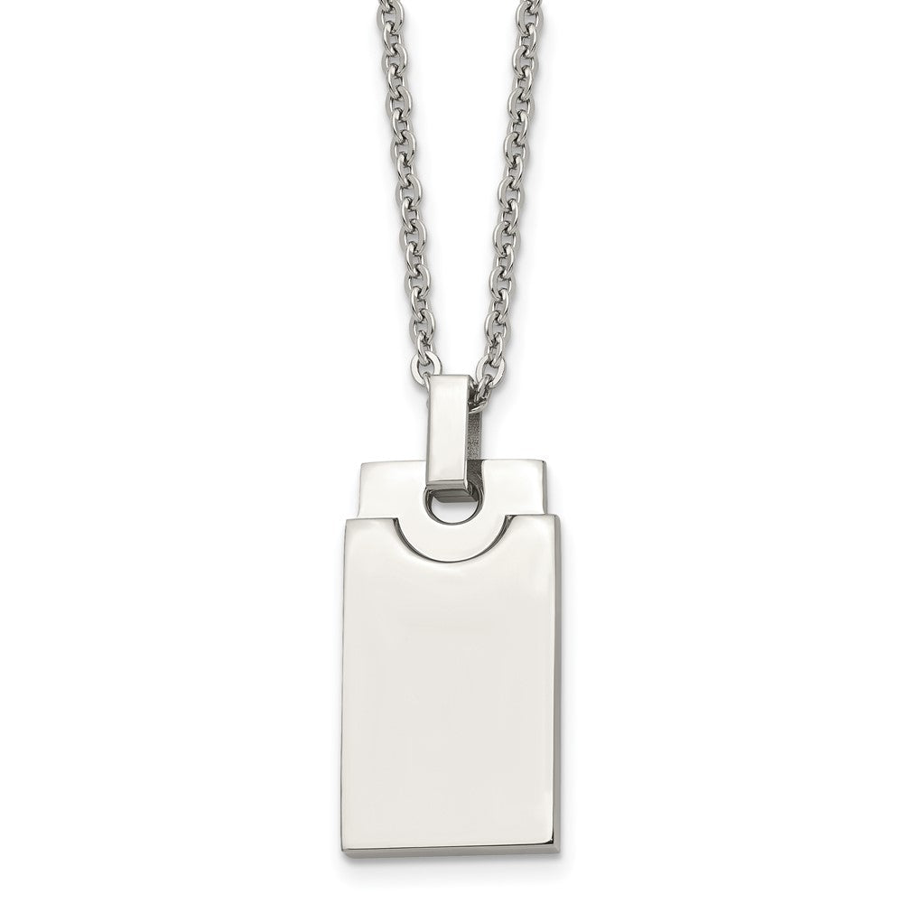 Stainless Steel Polished Square 22in Necklace, 22 mm
