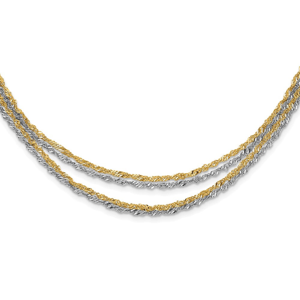 Stainless Steel Polished & Yellow IP-plated Layered w/ 2in ext Necklace, 19 mm