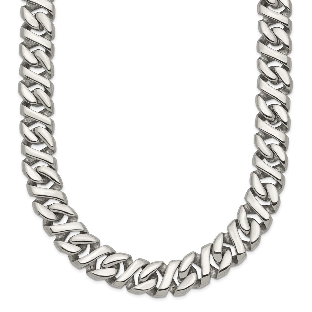 Chisel Stainless Steel Polished 24 inch Link Necklace, 24 x 9 mm