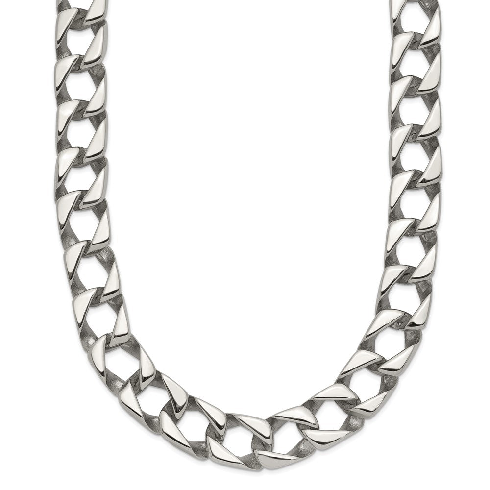 Chisel Stainless Steel Polished 24 inch Square Link Necklace, 24 x 9 mm